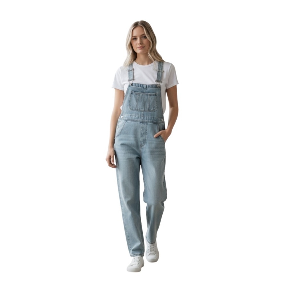 WeWoreWhat Denim Overalls WWR24 0DG Light Wash Bib Jumpsuit  NWT Size XS $199